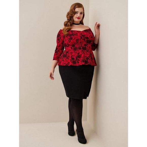 Torrid Ponte Sweetheart Peplum Top (Sz 2) - Picture 11 of 11
